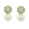 Pendientes de oro blanco (18K) con perla y zirconita