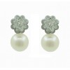 Pendientes de oro blanco (18K) con perla y zirconita