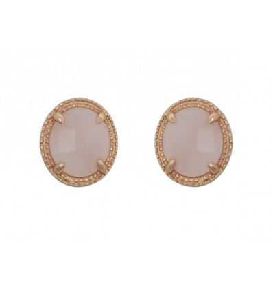 Pendientes de plata rosa con piedra natural rosa