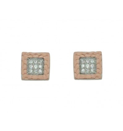 Pendientes de plata rosa con zirconitas