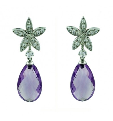 Pendientes de oro blanco con amatistas