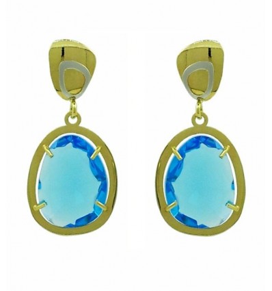 Pendientes de oro amarillo y oro blanco con piedras de color