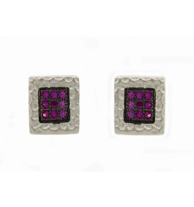 Pendientes de plata con zirconita fucsia