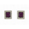 Pendientes de plata con zirconita fucsia
