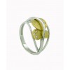 Sortija de oro blnaco y oro amarillo (18K) con zirconita