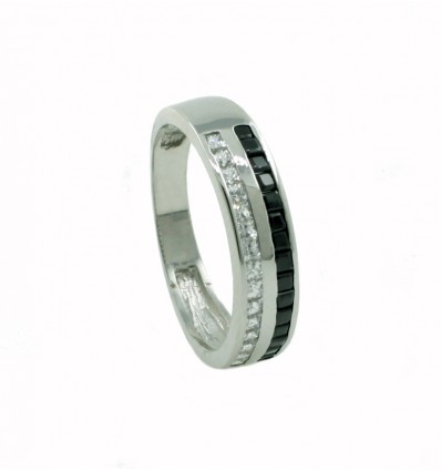 Sortija de oro blanco (18K) con zirconita