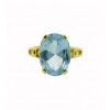 Sortija de oro amarillo (18K) con topacio azul