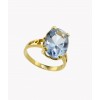 Sortija de oro amarillo (18K) con topacio azul