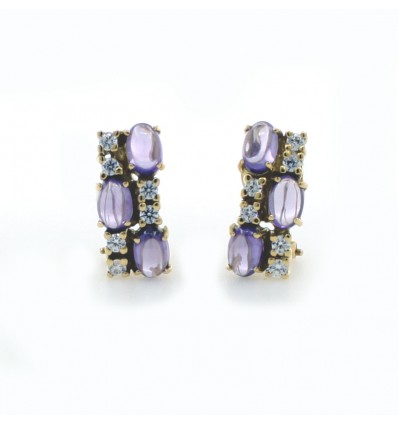 Pendientes de oro amarillo (18K) con amatista y zirconitas