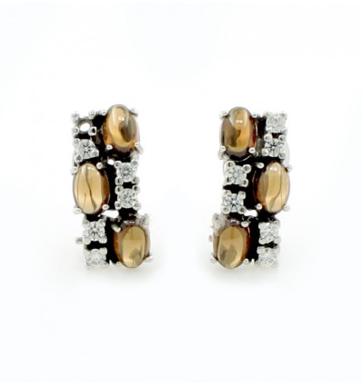 Pendientes de oro blanco (18K) con cuarzo y zirconitas