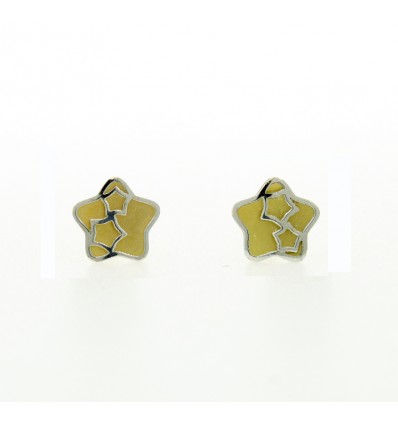 Pendientes de oro blanco y amarillo de 18K