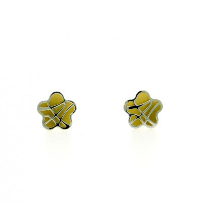 Pendientes de oro blanco y amarillo de 18K