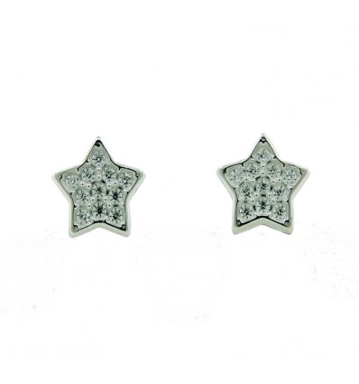 Pendientes de oro blanco 18K con circonitas