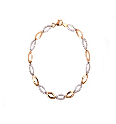 Pulsera de oro blanco y oro rosa (18K) con zirconita