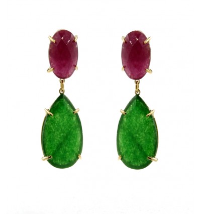 Pendientes de oro amarillo (18K) con jade