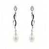 Pendientes de oro blanco (18K) con zirconita y perla