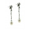 Pendientes de oro blanco (18K) con zirconita y perla