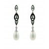 Pendientes de oro blanco (18K) con zirconita y perla