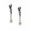 Pendientes de oro blanco (18K) con zirconita y perla