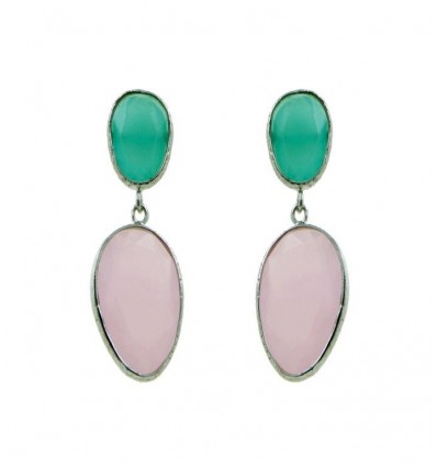 Pendientes de plata con piedra de color