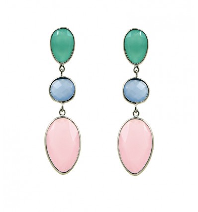 Pendientes de plata con piedra de color