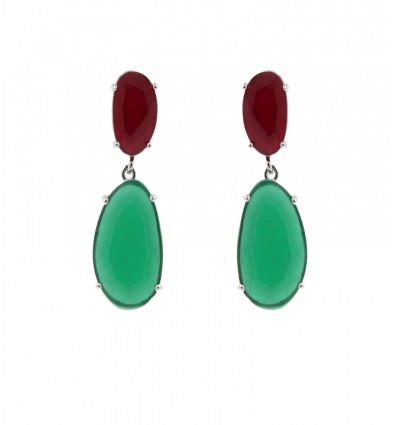 Pendientes de plata con piedra de color