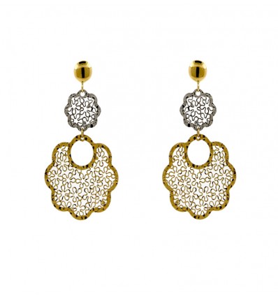 Pendientes de oro blnaco y oro amarillo (18K)