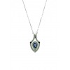 Colgante de oro blanco (18K) con diamante y zafiro azul