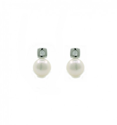 Pendientes de plata con perla natural