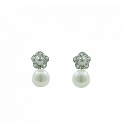 Pendientes de plata con perla natural