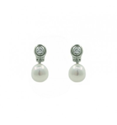 Pendientes de plata con perla natural