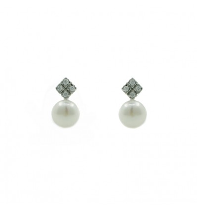 Pendientes de plata con perla natural