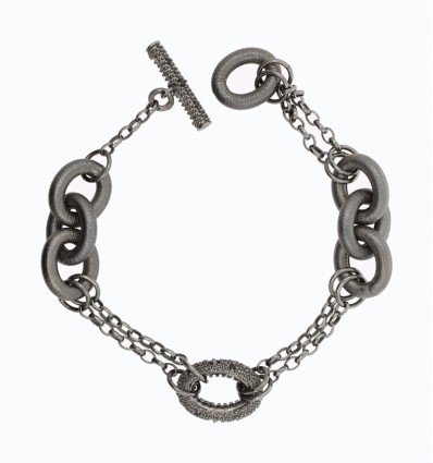 Pulsera de plata con baño de rutenio