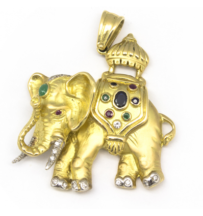 Colgante de oro amarillo y oro blanco (18K) con piedras