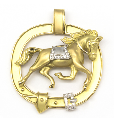 Colgante de oro blanco y oro amarillo (18K) con zirconitas