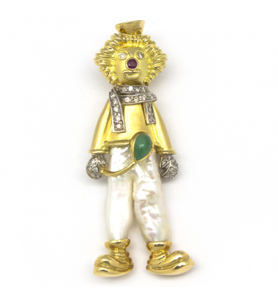 Colgante de oro amarillo y oro blanco (18K) con piedras