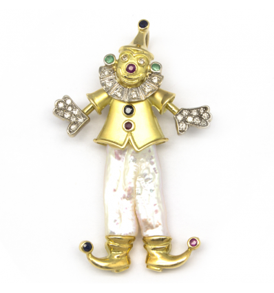 Colgante de oro amarillo y oro blanco (18K) con piedras