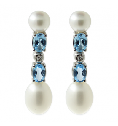 Pendientes perla y topacios