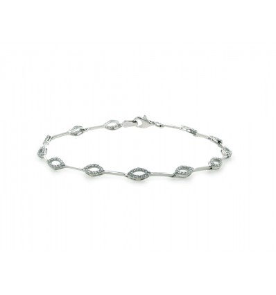 Pulsera de oro blanco y circonitas (18K)