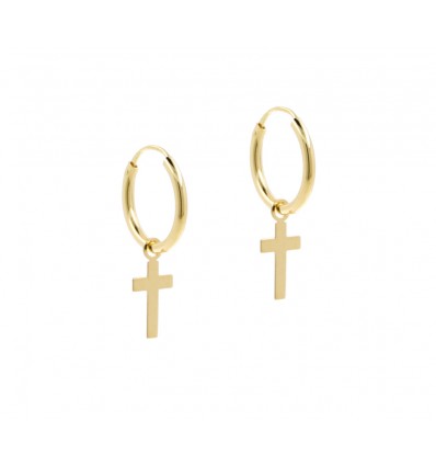 Pendientes de aro con cruz