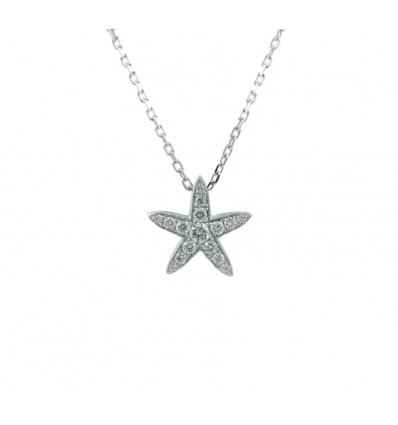 Colgante oro blanco (18K) con diamante
