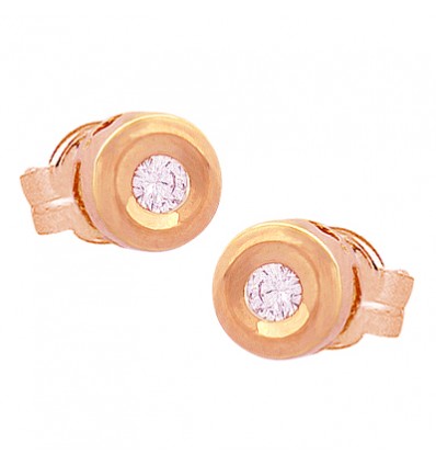 Pendientes de oro rosa (18K) con diamante
