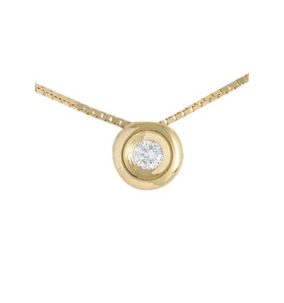 Colgante y cadena de oro 18K con diamante