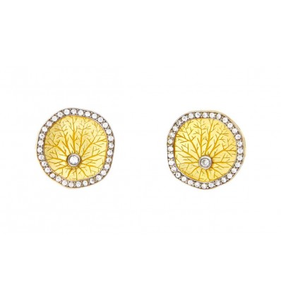 Pendientes de oro blanco y oro amarillo (18K) con zirconita