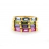 Anillo de oro de 18K color peridoto, aguamarina, amatista, rosa de francia