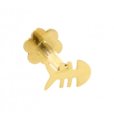 Piercing raspa pescado de oro 18K