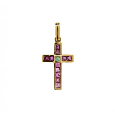 Cruz de oro de 18K con piedras