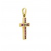 Cruz de oro de 18K con piedras color