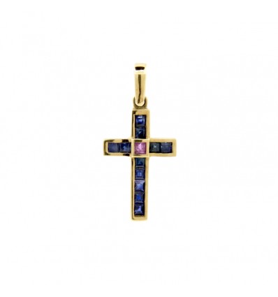 Cruz de oro de 18K con piedras