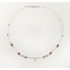 Collar de perlas y piedras rosas y violetas
